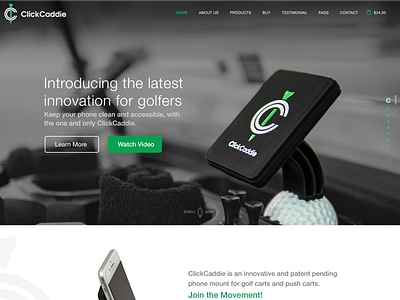 Click Caddle golf ball golf club mobile stand photoshop product website