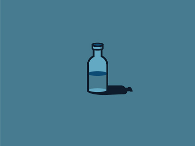 Simple Bottle blue bottle design glass icon illustration line outline shadow simple water