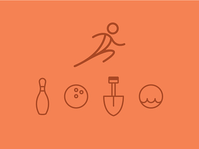 Local Active Icons bowling design gardening icon illustration logo mark pin run vector wave