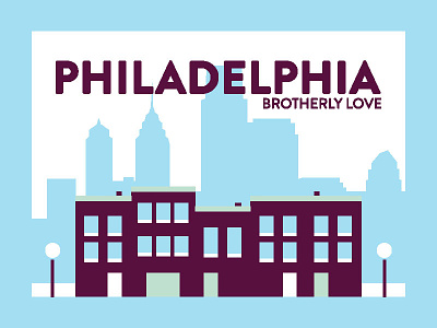 Philadelphia Post Card buildings city design geometric icon illustration pastel postcard simple vector
