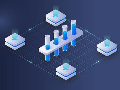 MVC Technology Website Illustration #2 branding clinic dark dark blue data data analysis design illustration illustrator illustrator cc isometric isometric art medical medicine patient research server tech ui ux