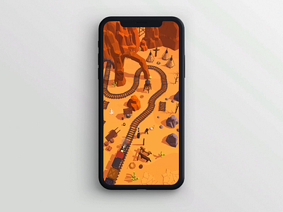 Railway Canyon - Level Opening america android animation app store cowboy game game art game asset game design google play ios iphone mobile native rail railway steam train western wild west