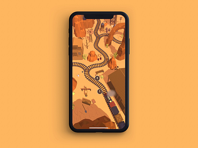 Railway Canyon Level Map android animation app store canyon game game art game design gaming google play ios iphone level map mobile puzzle rail railway ui ux wild west