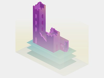Gradient Isometric Castle castle chroma game art game design gradient isometric keep level design ruin