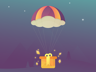 Level complete! Here's your gift. balloon box complete gift level mobile game parachute prize reward ui
