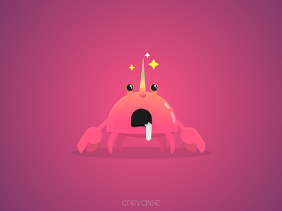 The Stoked Unicorn Crab character crab cute illustrator imessage lobster mascot sticker unicorn