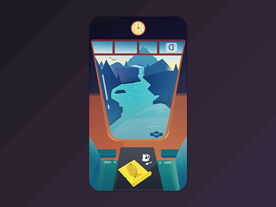 Train View illustrator ios iphone landscape minimal mountain river train transport ui
