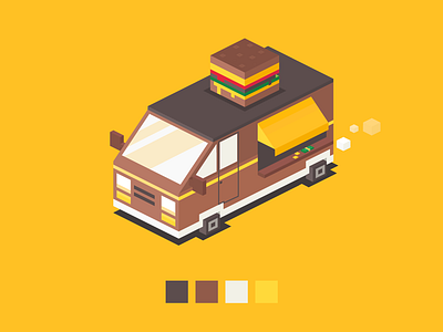 The burger van just came to town! 2.5d burger car game asset game design hexels ios game isometric truck van