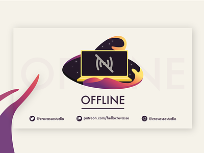 Offline Video Player Banner for Twitch banner cover gradient laptop offline space twitch twitch overlay youtube