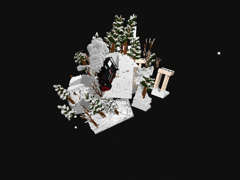 "My Winter Album" Game - The Train Level 3d 3d animation app store forest game game art game artist game design google play illustration ios isometric pixel puzzle rail smoke snow train voxel winter