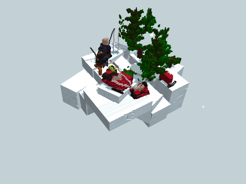 "My Winter Album" Game - The Ice Fishing Level 3d android animation app app store christmas crack evergreen fishing game ice ios isometric magicavoxel snow snowmobile tree trout voxel winter