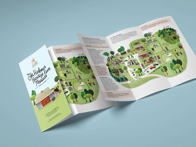 Illustrated Map and Brochure Layout farm museum freelance designer freelance illustrator illustrated map illustration visitor guide