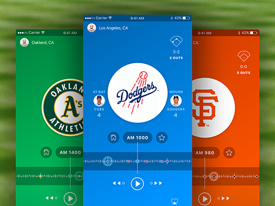 MLB Radio App adobe xd app icons illustrator ios mobile ui ux