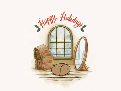 Hello Dribbble & Happy Holidays! animation character christmas design first shot gif hand drawn hello dribbble holiday illustraion illustration mascot motiongraphics procreate typogaphy