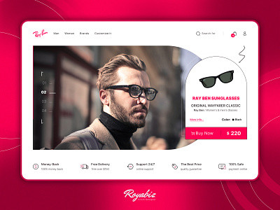 Ray-Ban Store Website 👓👌 e commerce glasses header landing page minimal modern rayban slider store ui