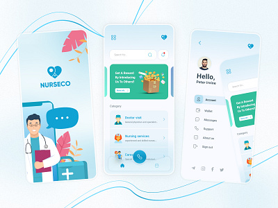Nurseco - Medical Mobile App app design figma medic minimal mobile modern nurse ui ux
