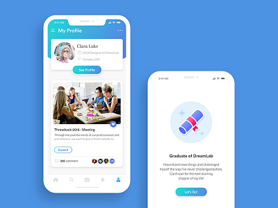 Social Media for Employee app blue clean design ios iphone x minimalist social media ui ui design ux