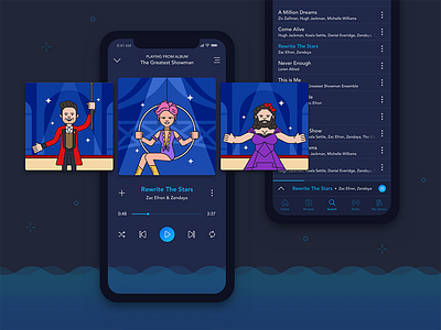 Music App app dark ui design interface ios iphone x material mobile music playlist ui ux
