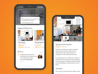Rent House App android app clean ios iphone iphone x minimalist orange rent house ui ui design ux
