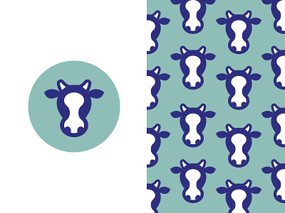 Cow #3 cow herd icon logo pattern teal