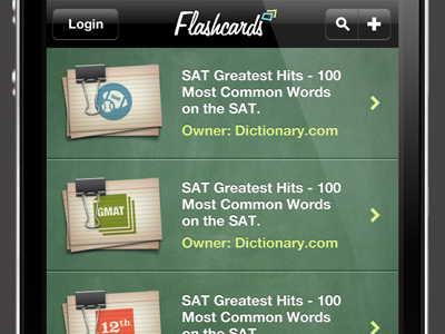 iPhone app UI app binderclip flashcards icon interface iphone ui