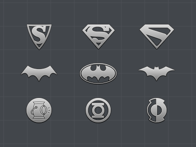 Superhero logo icon set batman dc comics golden age green lantern icon logo silver age superman ui