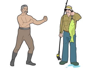 Boxer and Fisherman boxer characters fisherman illustration