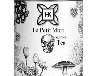 HK Little Death Tea art direction botany branding death flowers logo mushroom organic package design packaging plants product skull