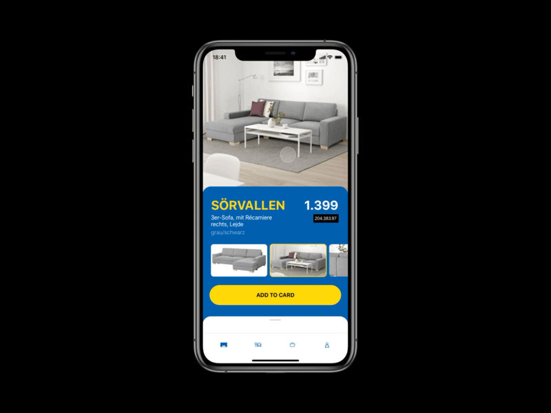 IKEA Redesign animation apple blue button furniture gif ikea ios iphone minds mobile motion principles redesign shakal sweden typography ui ux yellow
