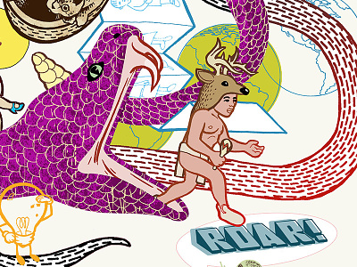Roar! color deer drawing fun illustration shamanism snake