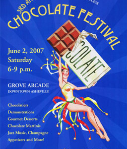Chocolate Festival Poster asheville blue chocolate french grove arcade illustration poster vintage woman