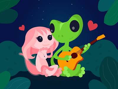 Happy Valentine's day — Moko & Koko axolotl design gecko illustration love romance romantic