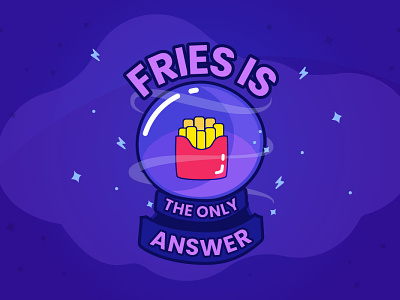 fries is my answer art crystal ball design fries illustration magic original art
