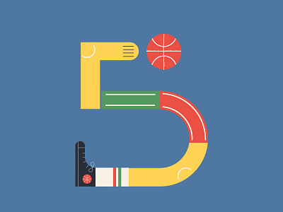 36DaysOfType 5 36daysoftype art ball basketball character design illustration lettering maths number player type typography