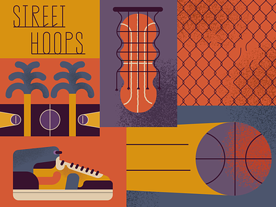 Street Hoops art ball basket basketball culture design editorial hoops illustration sports street