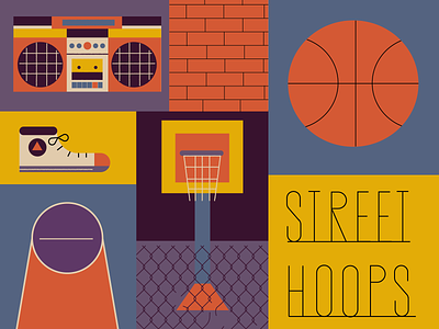 Street Hoops 2 art ball basket basketball design dunk hoops illustration jordan poster slam sneakers sports street