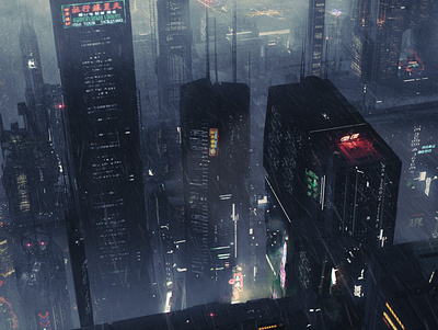 Coding Sequence bladerunner city concept art cyberpunk design future illustration night science scifi