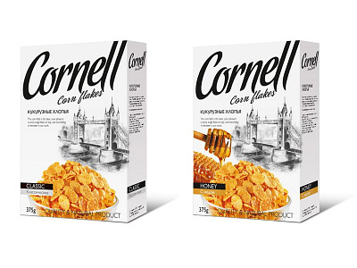 Cornell - new FMCG brand development cereals corn flakes logo logotype naming packaging packaging design