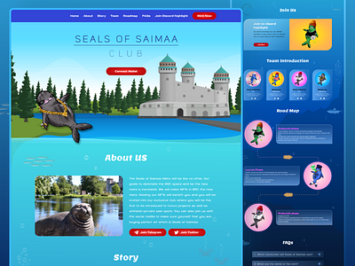 Seals Of Saimaa adobe xd app design branding design figma graphic design illustration nft selling ui ui ux underwater website website design