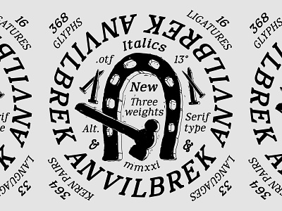 NOT FREE — Anvilbrek Italics anvilbrek ball-pein hammer font horseshoe italics serif type typeface typography