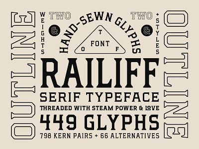 From Railiff with Love alternatives bold display font glyphs hand-sewn ligatures lockup otf outline railiff regular serif type typeface typography