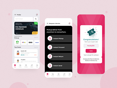 YouJoy : Logistic | App Design android clean ui creative daily ui dark ui delivery app design figma ios landing screen logistic mobile aap typography ui ux