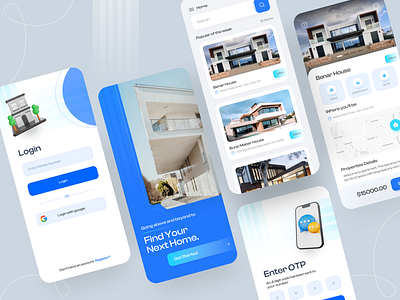 Real Estate App android clean ui creative daily ui dark ui figma home decore home page ios landing screen logo mobile app real estate ui ux