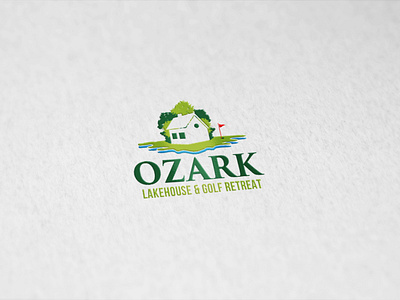 Ozark Logo golf house lakehouse leafs logo retreat trees