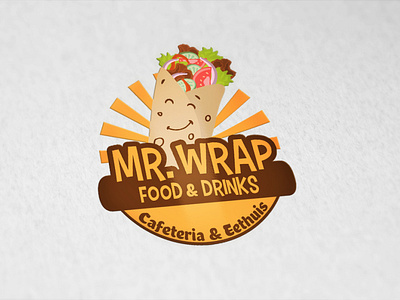 Mr. Wrap Logo cafeteria coffe drinks food logo shaurma wrap