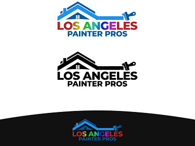 Los Angeles Painter brush company design house logo los angeles painter painting pros real estate roof