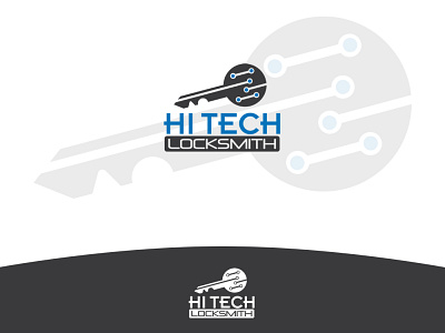 Hi-Tech Locksmith company design digital hi tech key locksmith logo