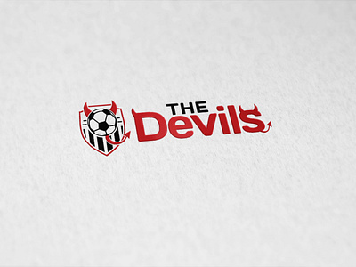 The Devils ball design devil logo shield soccer team