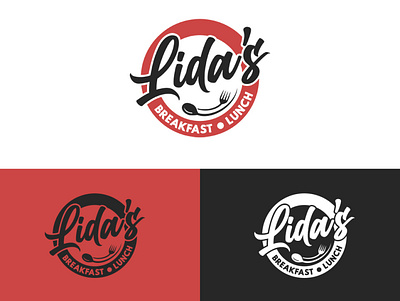 Lida's breackfast business cafe design eat fork logo lunch spoon