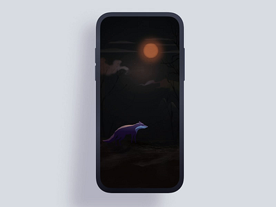 Full moon night animation dark night design dynamic illustration gif howling illustration interface mobile moon ui vector wolf 设计